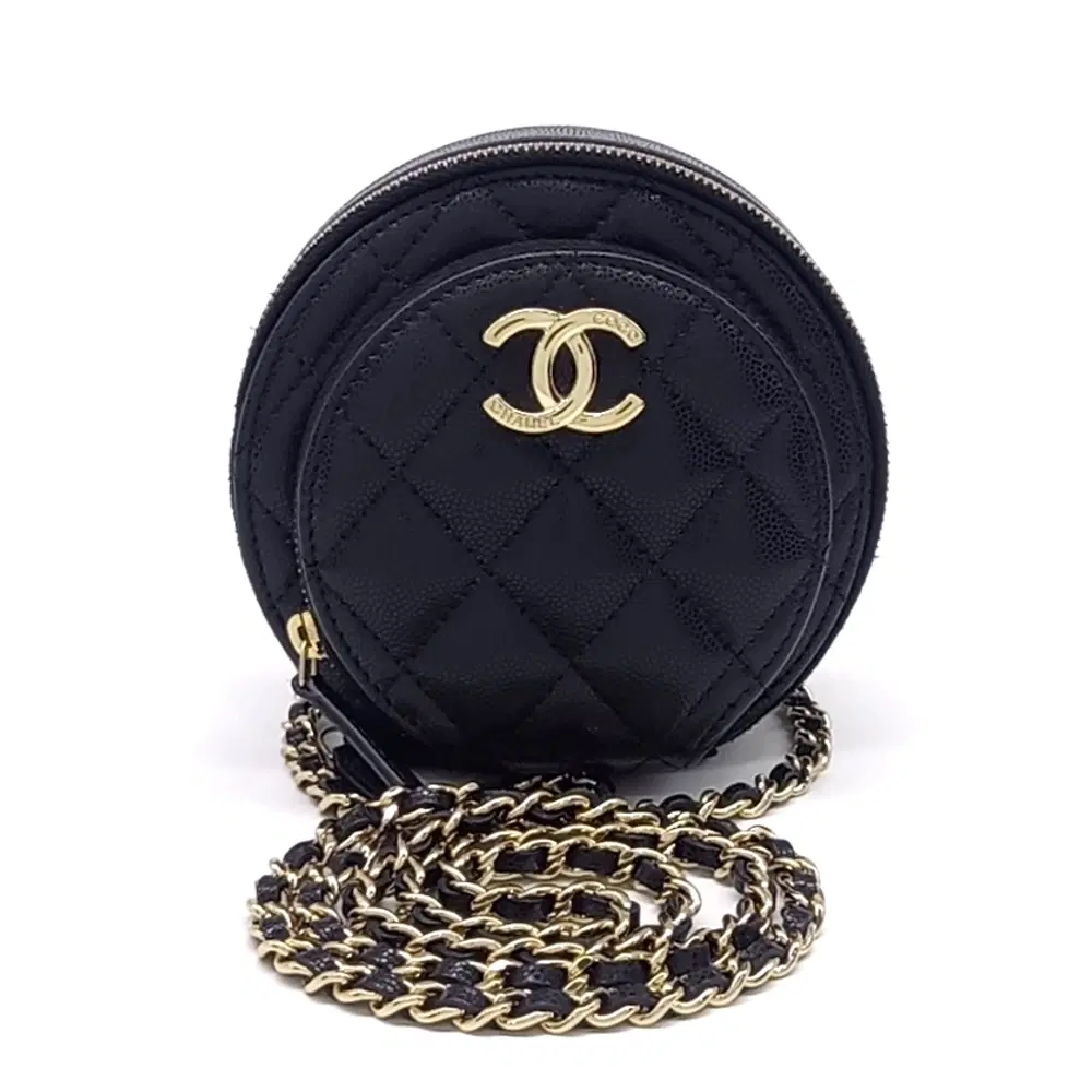 Chanel Caviar Round Chain Crossbody Bag Ap3922