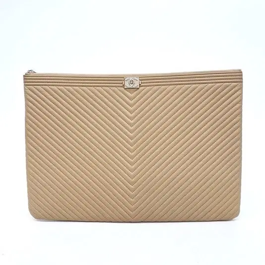 Chanel Chevron Boy Clutch Large