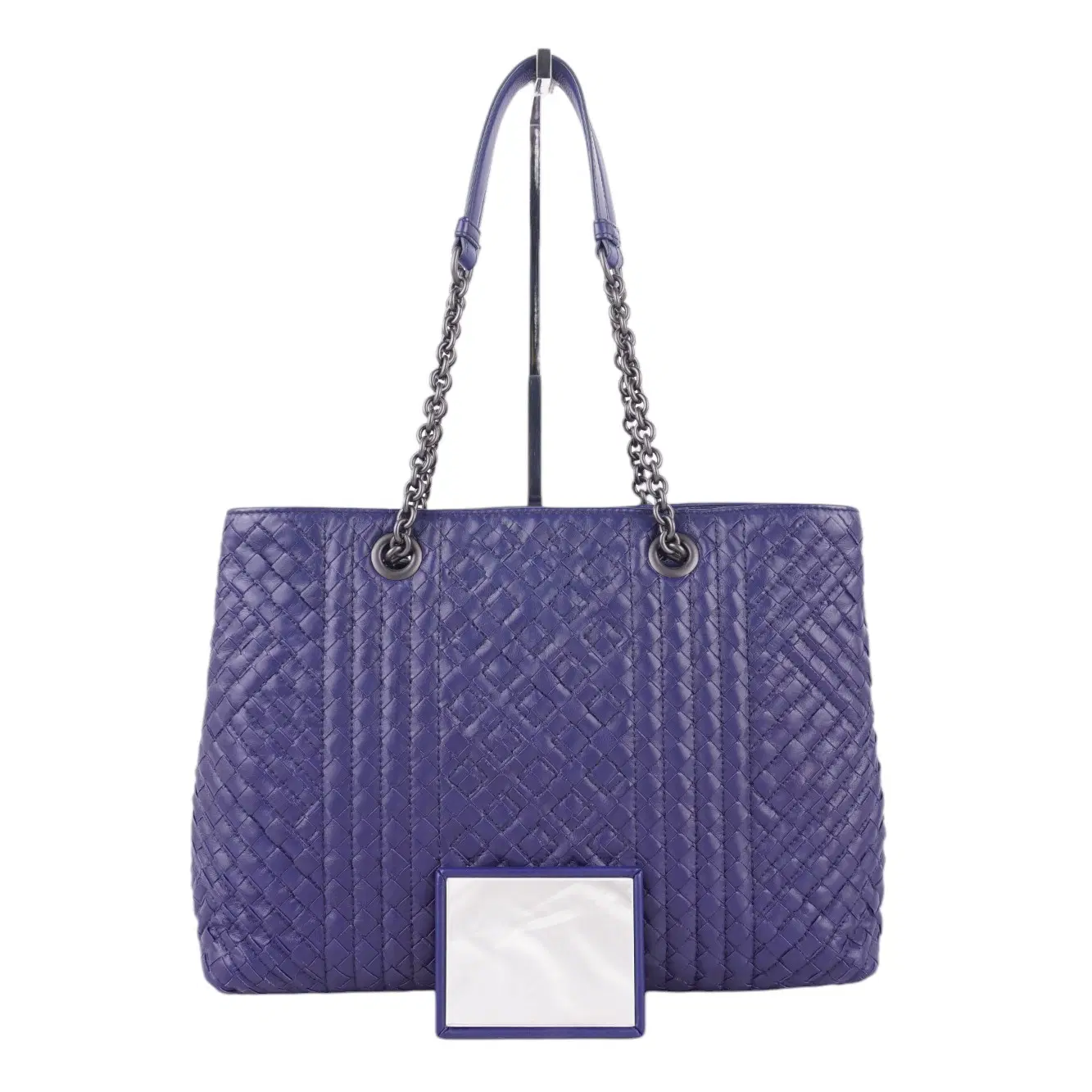 Bottega Veneta Chain Shoulder Bag Leather Navy Blue