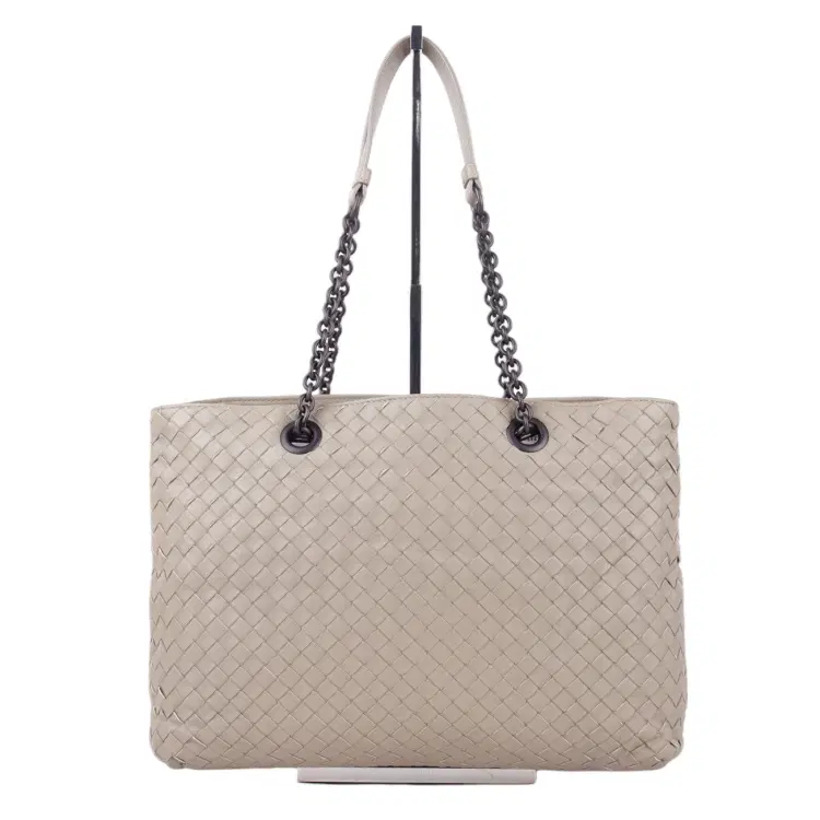 Bottega Veneta Leather Intrecciato Medium Double-Chain Tote-Hover-Image