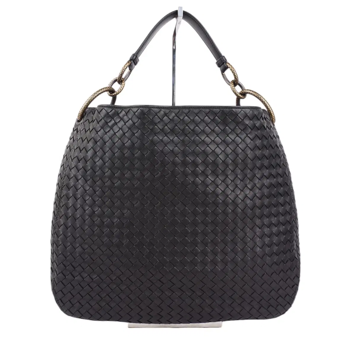 Bottega Veneta Intrecciato Ring Shoulder Bag Leather Black