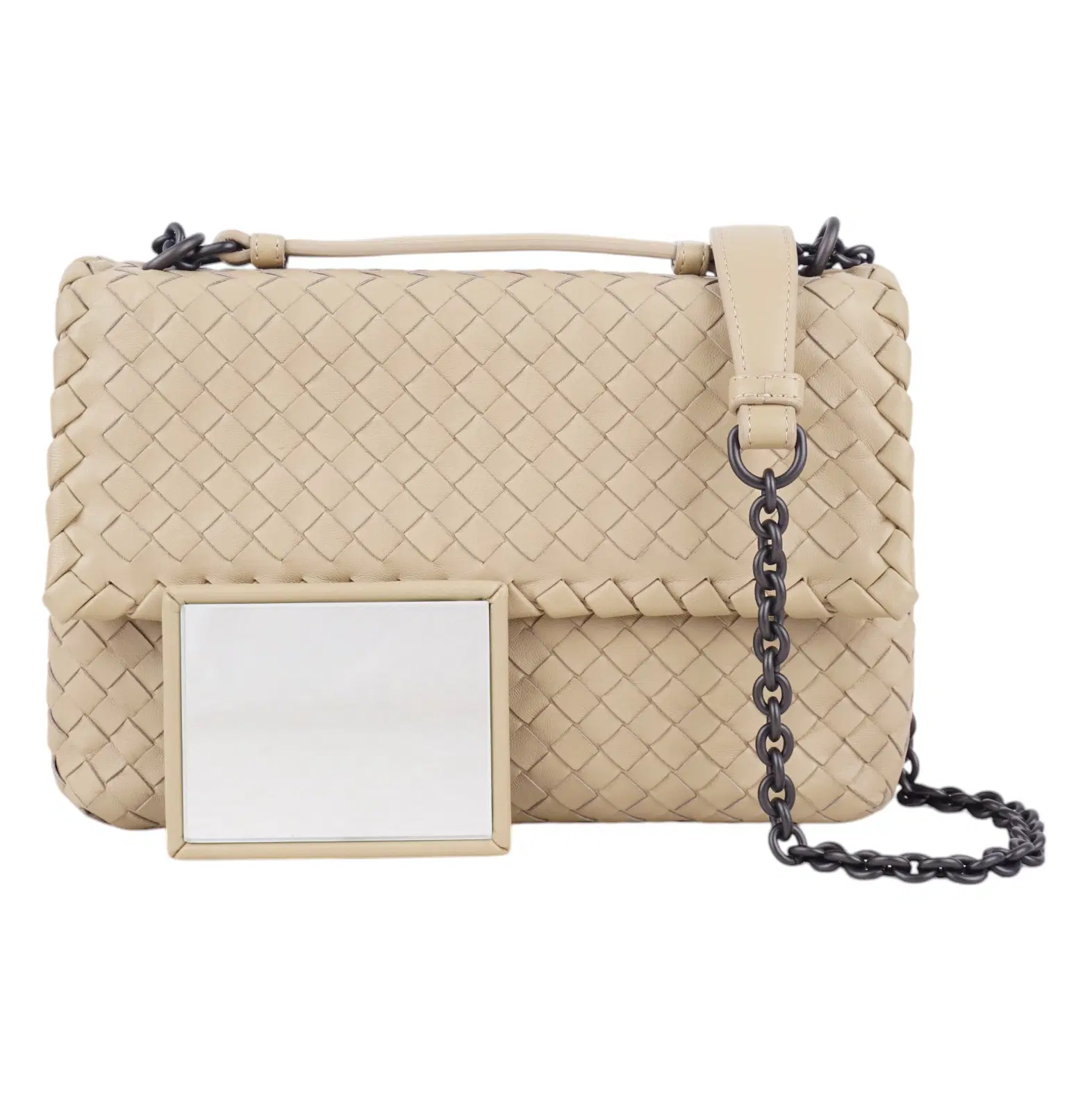 Bottega Veneta Beige Intrecciato Leather Olimpia Shoulder Bag