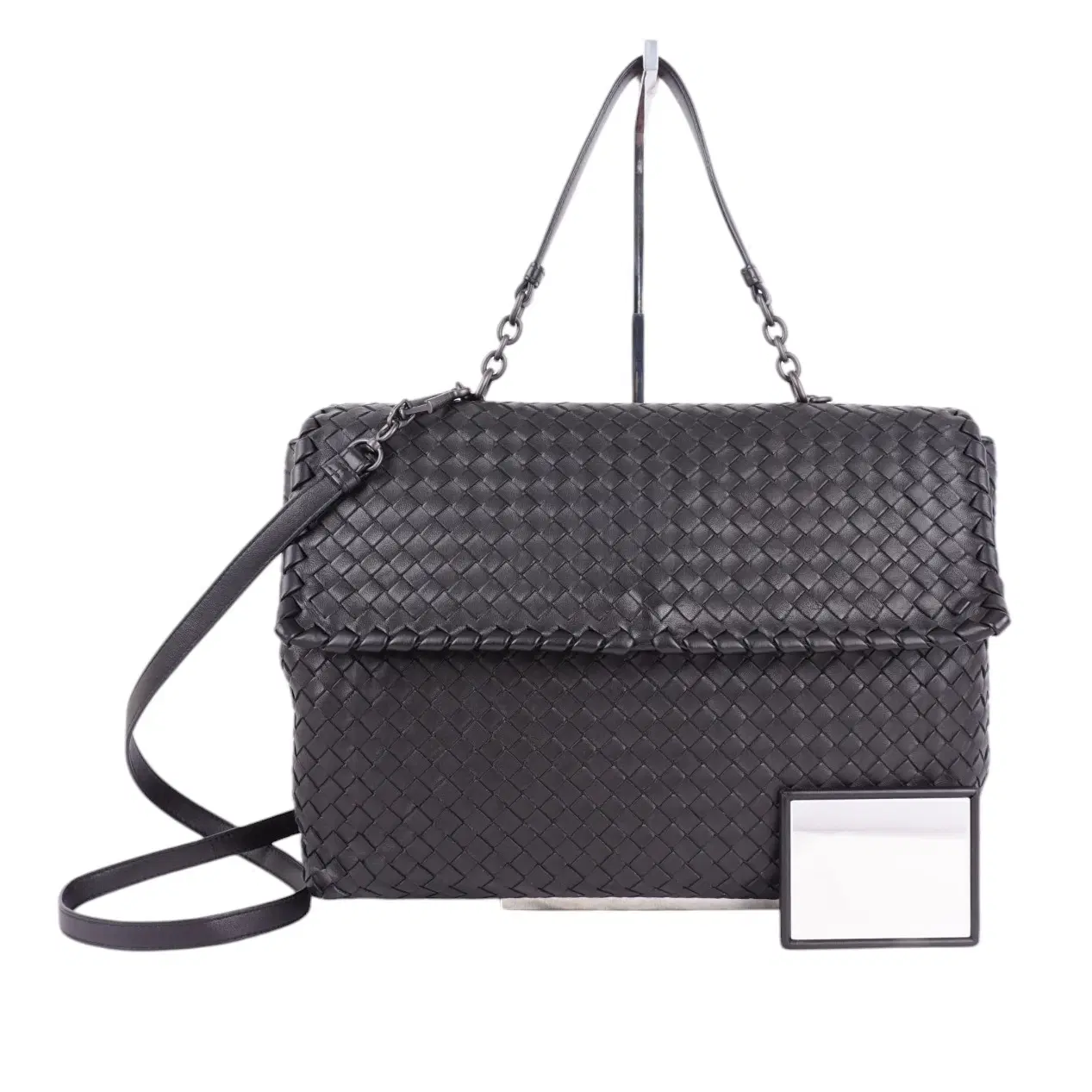Bottega Veneta Black Intrecciato Leather Olimpia Shoulder Bag