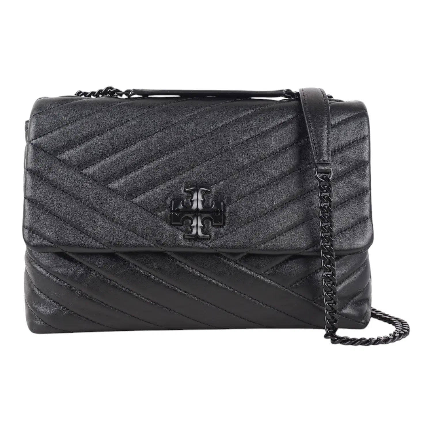 Tory Burch Kira Chevron Convertible Shoulder Bag - Black / Silver