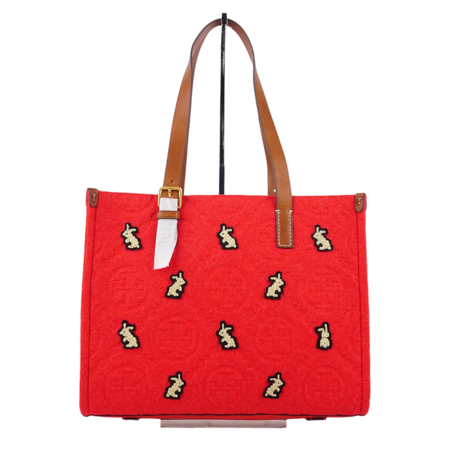 Tory Burch Small T Monogram Embroidered Rabbit Tote Bag