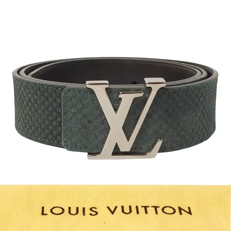 Louis Vuitton Green Mini Damier Suede Leather LV Initiales Belt-Hover-Image