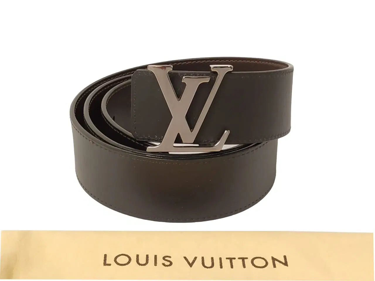 Louis Vuitton LV Initiales Reversible Black and Brown Leather Belt