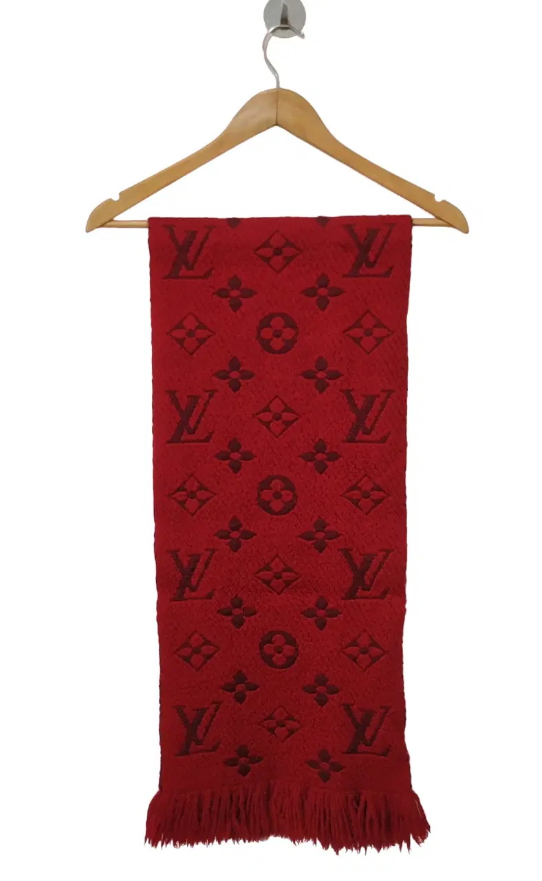 Louis Vuitton Red Wool/Silk Logomania Scarf