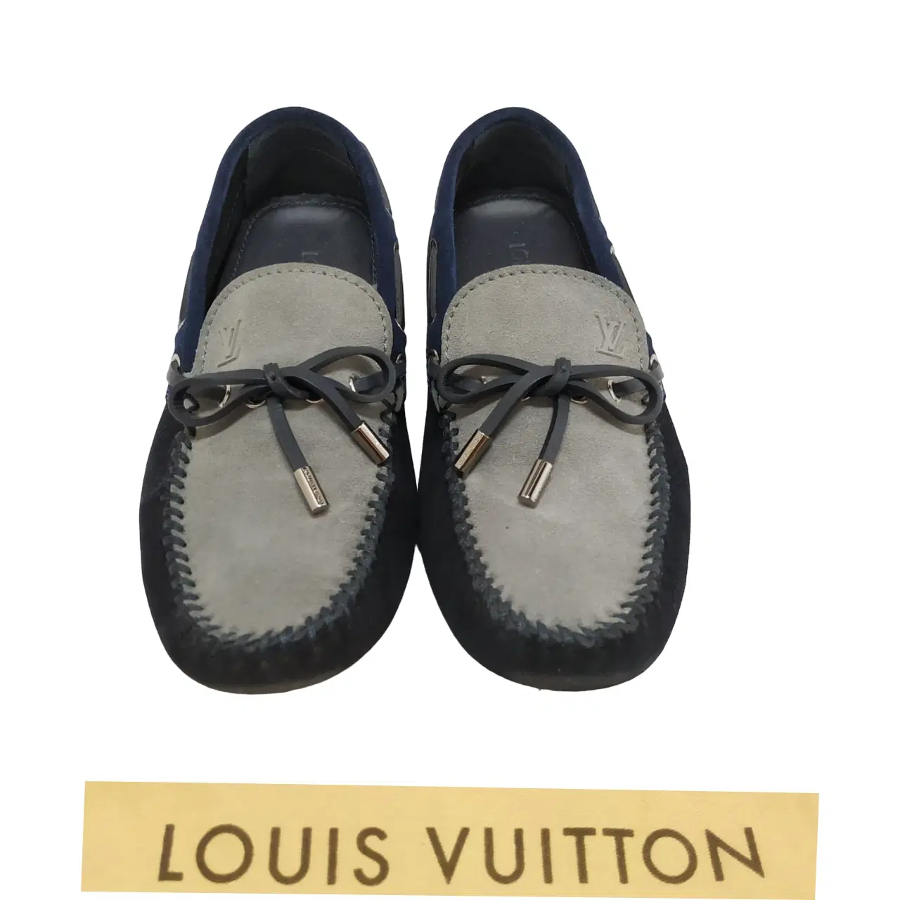 Size 6 - Louis Vuitton Grey And Blue Suede Gloria Loafers