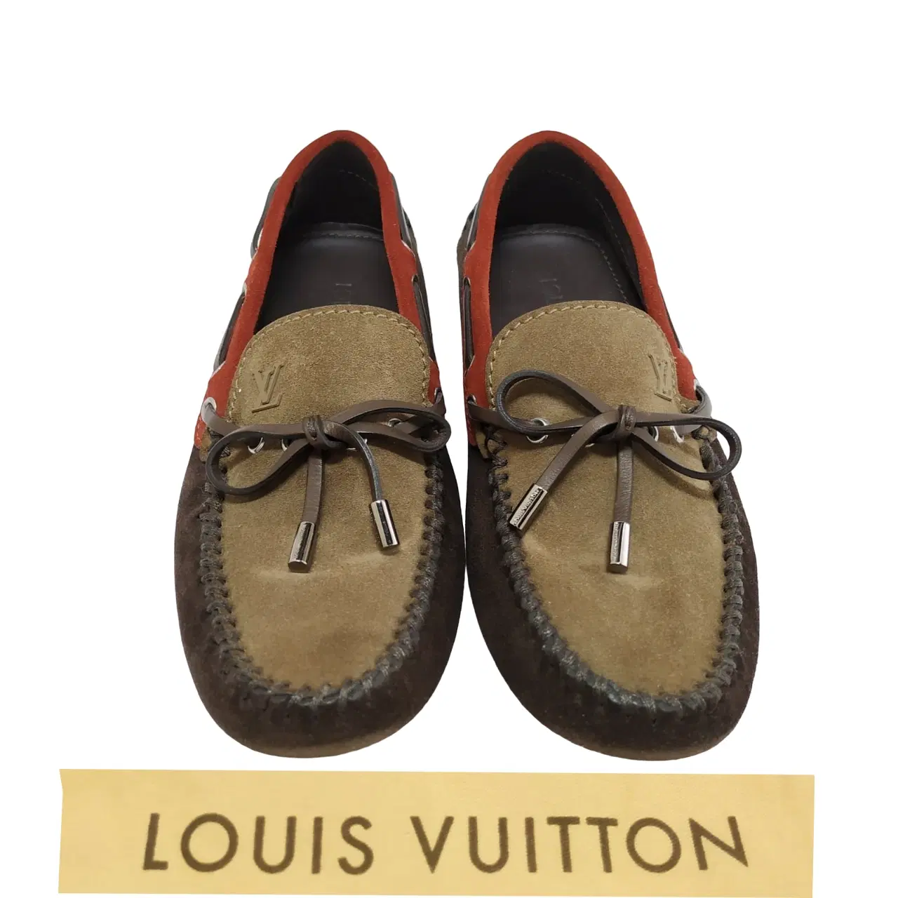 Size 6 - Louis Vuitton Brown And Red Suede Gloria Loafers