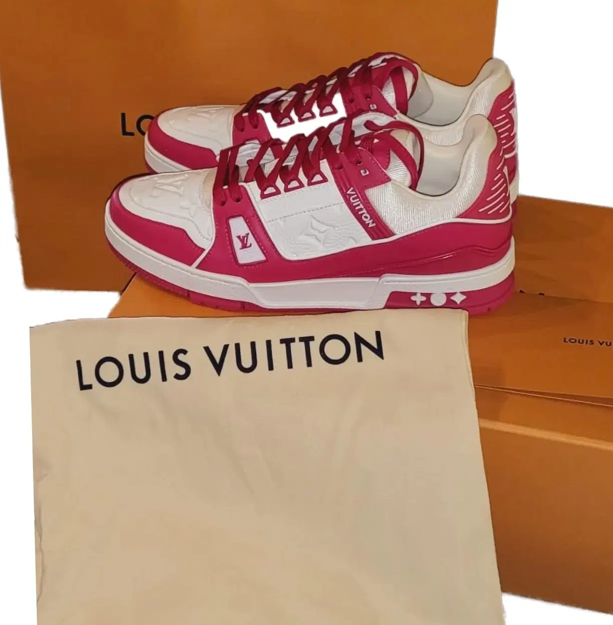 Size 7 - Louis Vuitton Fuchsia LV Trainer Sneaker