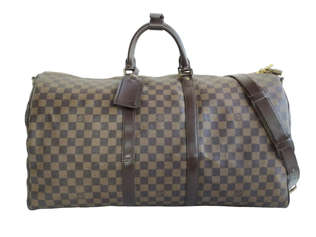 Louis Vuitton Damier Ebene Canvas Keepall Bandouliere 55 Bag