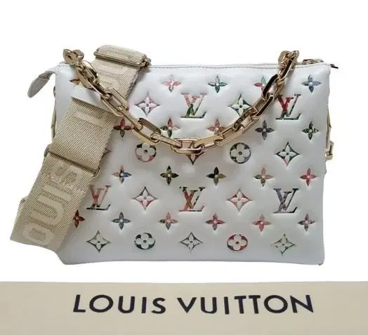 Louis Vuitton Floral Pattern Monogram Coussin PM White Leather Bag-Hover-Image