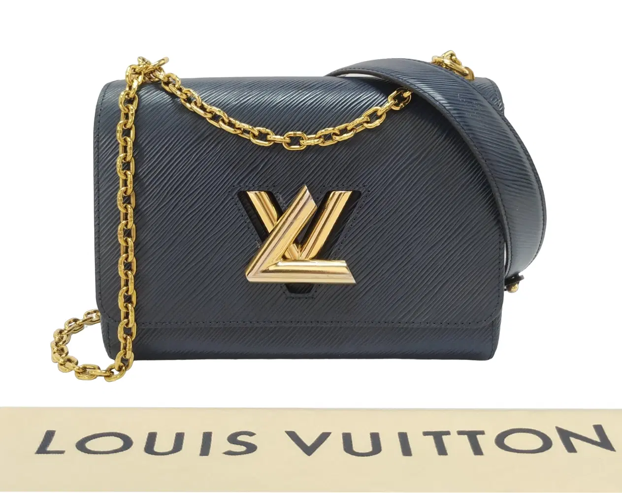Louis Vuitton Indigo Blue LV Twist MM Epi Leather Chain Bag