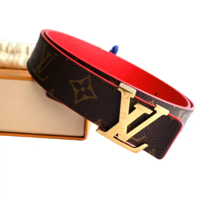Louis Vuitton Initials Sun Tulle Initial Reversible Monogram Canvas Red Belt-Hover-Image
