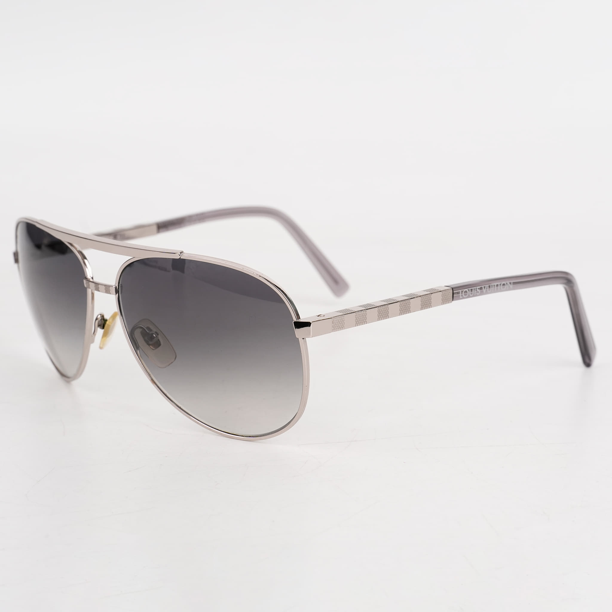 Louis Vuitton Damier Silvertone Metal Attitude Pilote Sunglasses