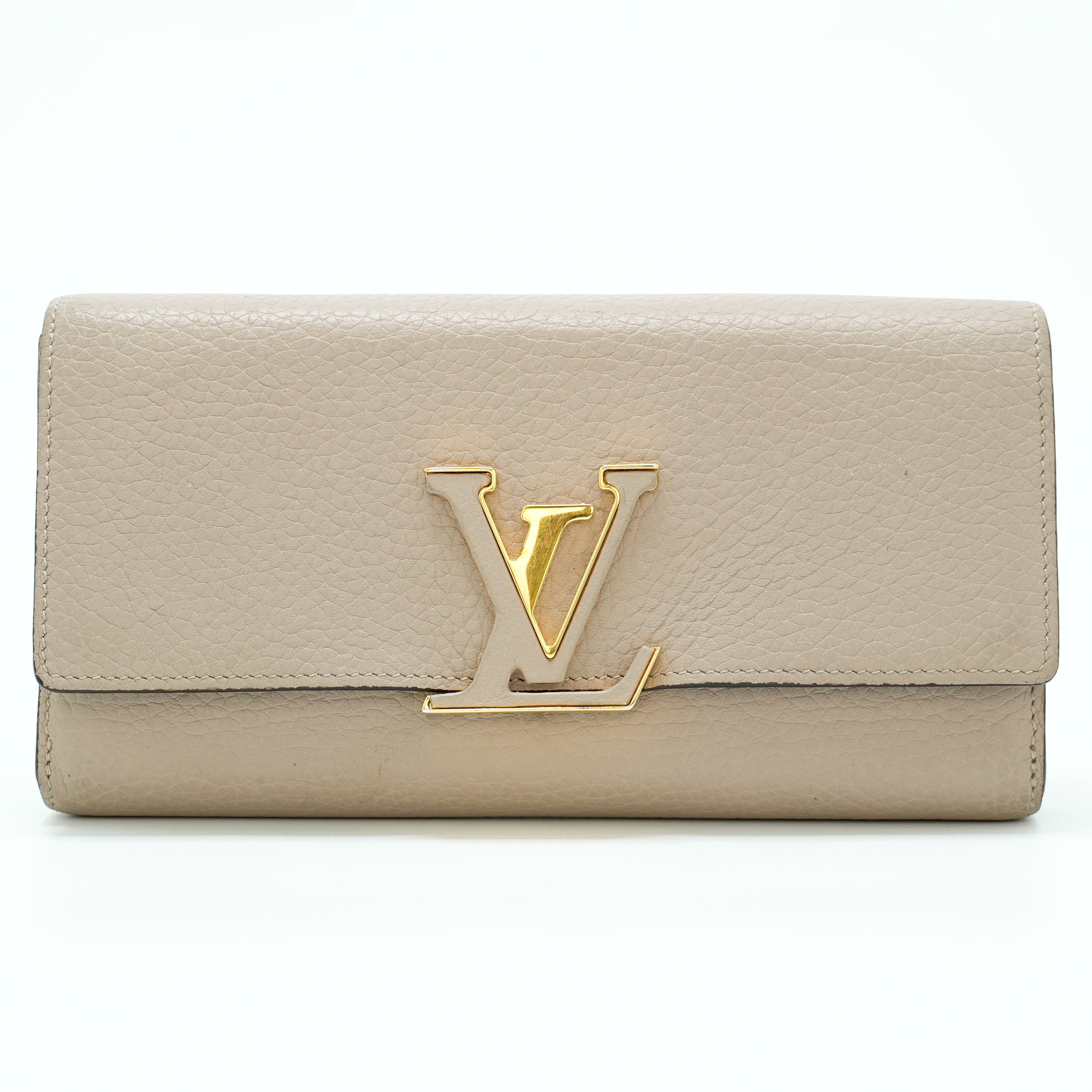 Louis Vuitton Capucines Long Wallet in Galet Taurillon leather