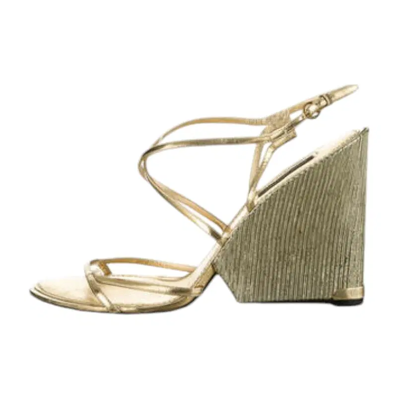Louis Vuitton Metallic Gold Wedge Sandals