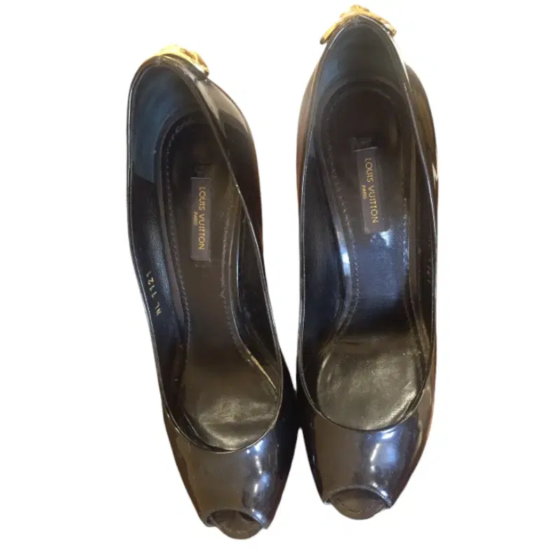 Louis Vuitton Black Patent Leather Pumps with Gold Plated Locks