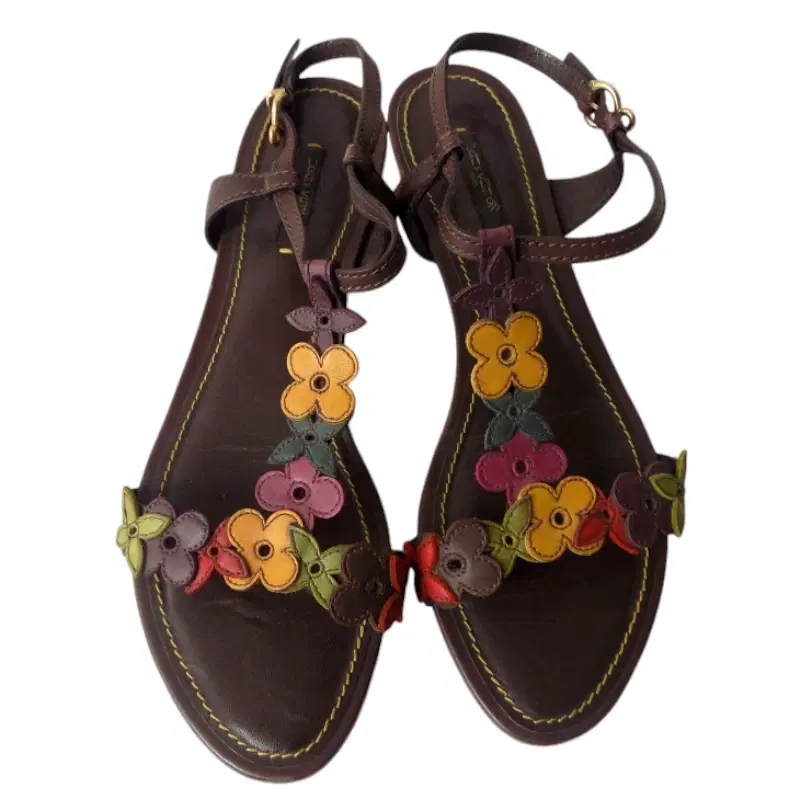 Louis Vuitton Leather Flower Flat Sandals