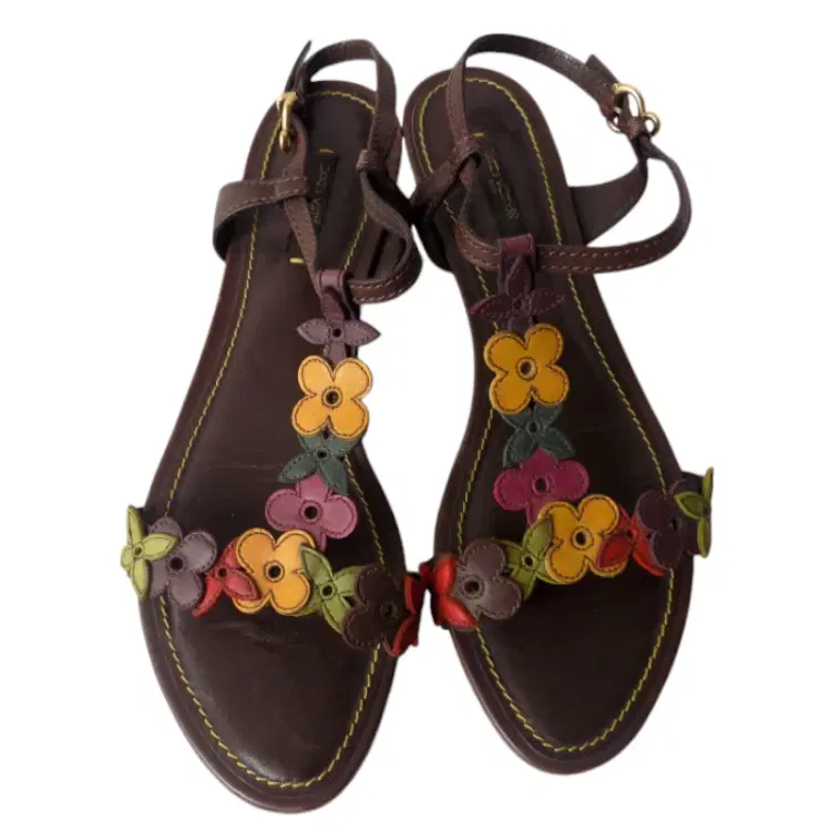 Louis Vuitton Leather Flower Flat Sandals-Hover-Image