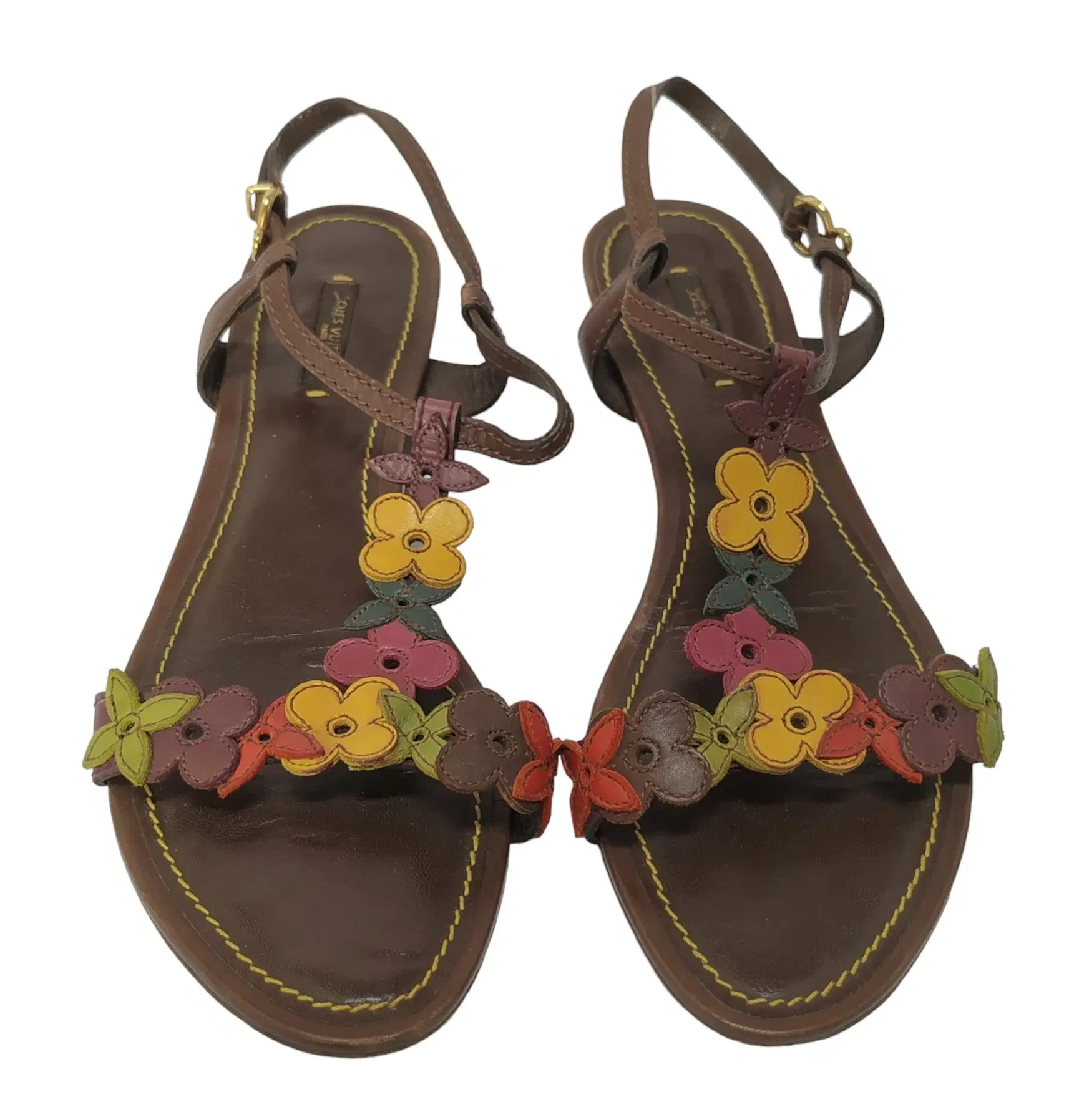 Size 40 - Louis Vuitton Leather Flower Flat Sandals