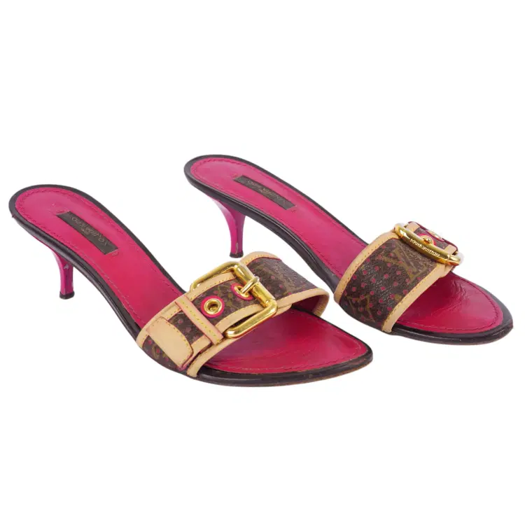 Size 37 - Louis Vuitton Vintage Multicolor Monogram Canvas Buckle Slide Sandals-Hover-Image