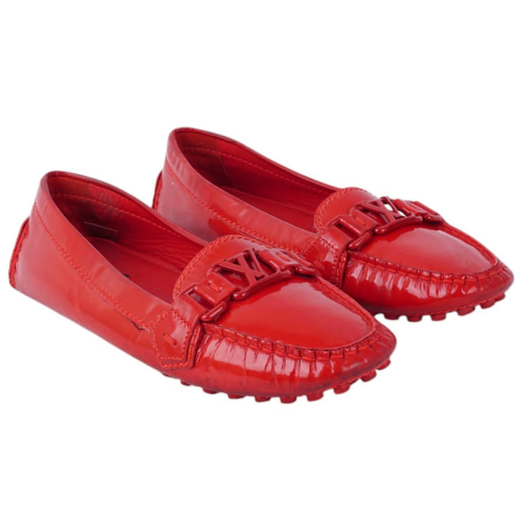 Size 36.5 - Louis Vuitton Red Patent Leather Oxford Loafers-Hover-Image