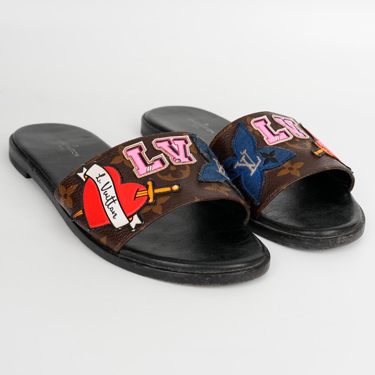 Size 35 - Louis Vuitton Brown Canvas Love Logo Slide