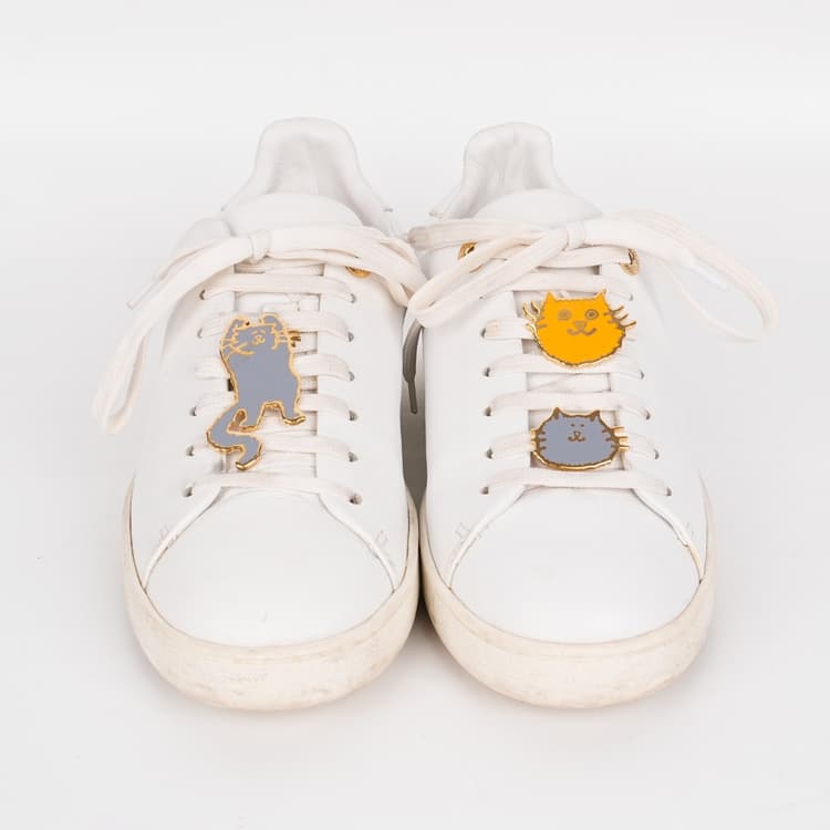 Size 36 - Louis Vuitton Cat Illustration White Sneakers-Hover-Image