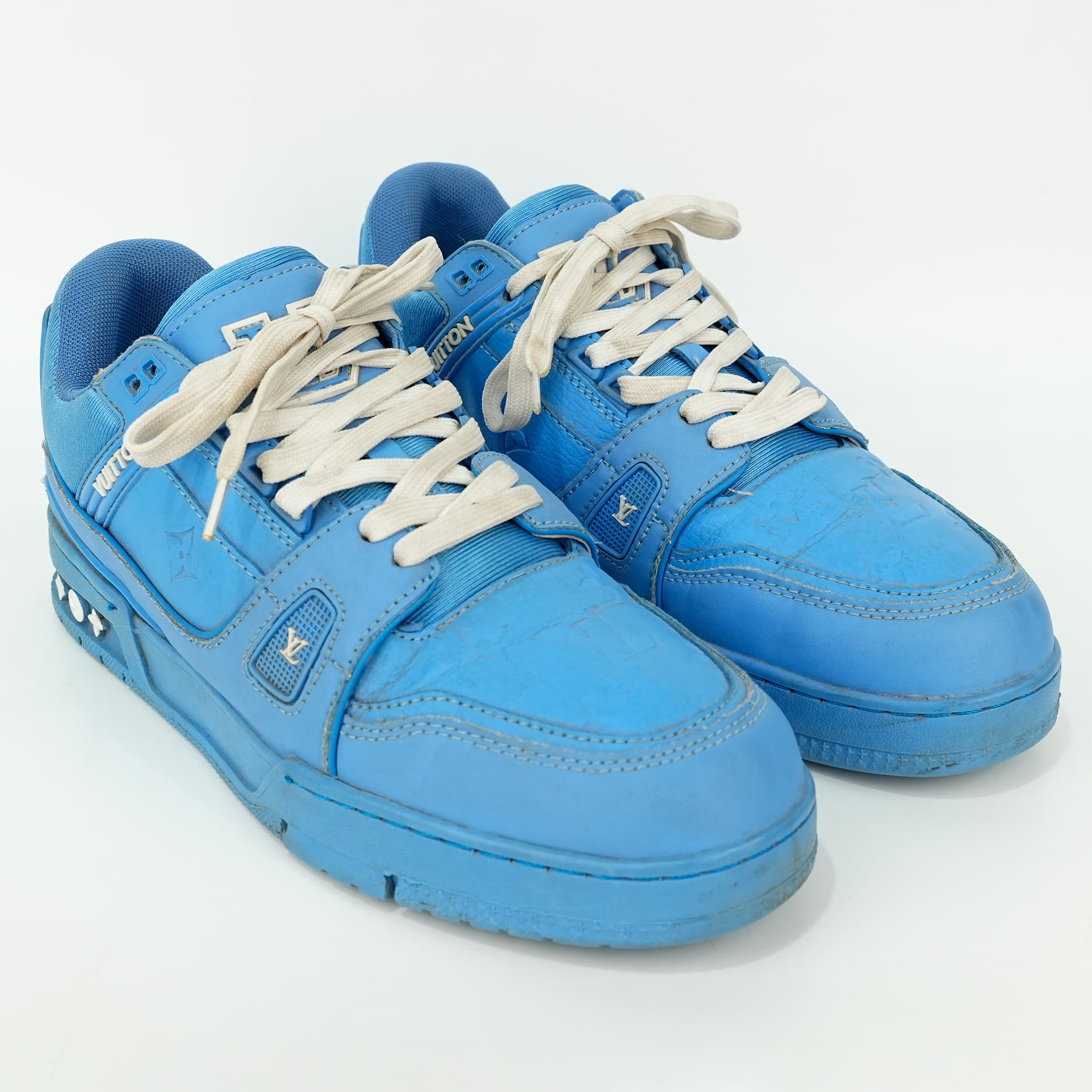 Size 10 - Louis Vuitton Blue Embossed Monogram Trainers