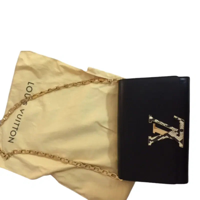 Louis Vuitton Chain Louise Clutch Bag, Black with Python Detailing | Luxepolis