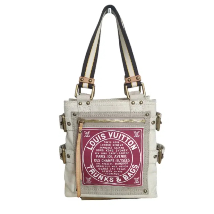 Louis Vuitton Limited Edition Red Toile Globe Shopper Cabas PM Bag-Hover-Image