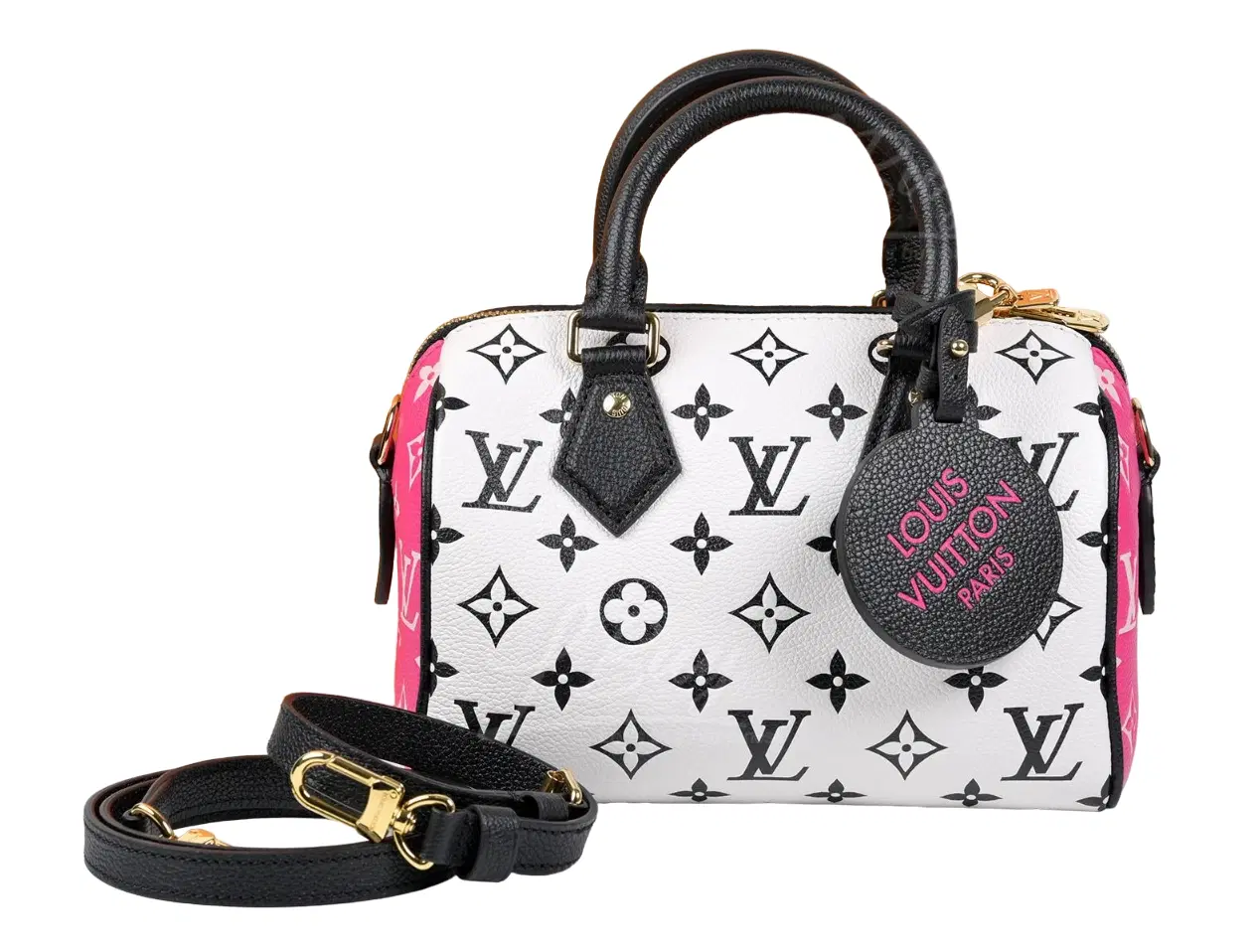 Louis Vuitton Black/White Monogram Empreinte Speedy Bandouliere 20 Bag