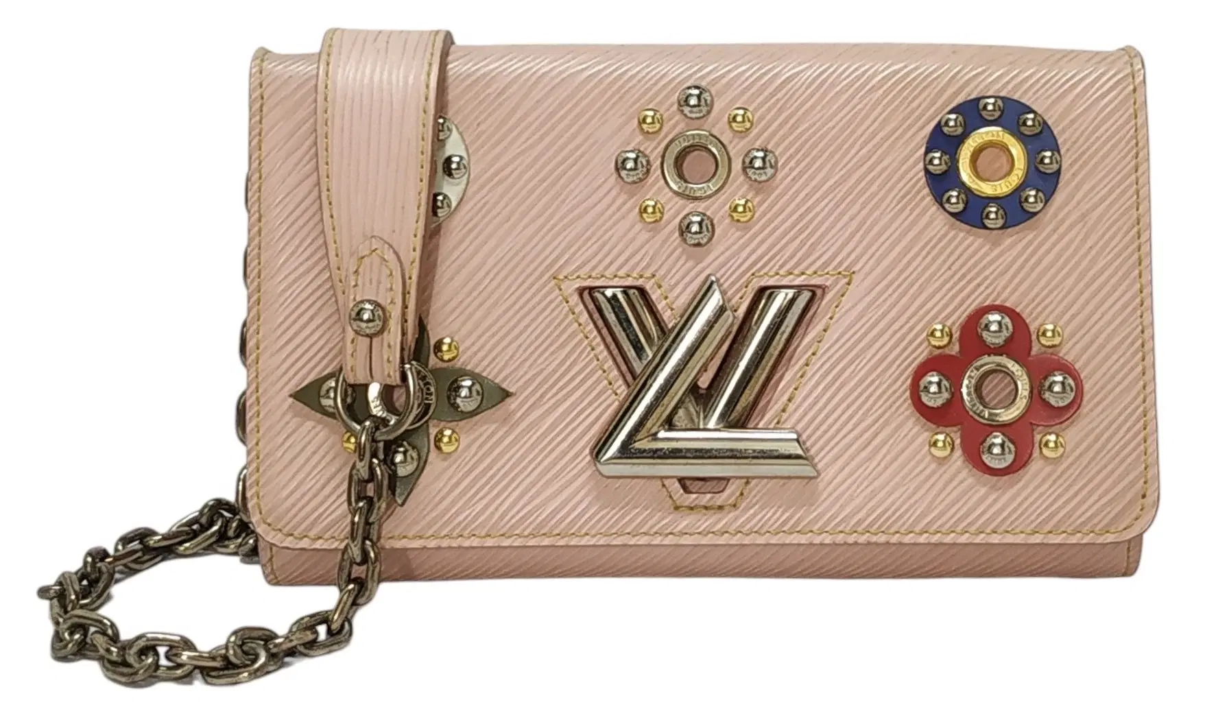 Louis Vuitton Rose Ballerina Epi Leather Mechanical Flower Twist Wallet On Chain