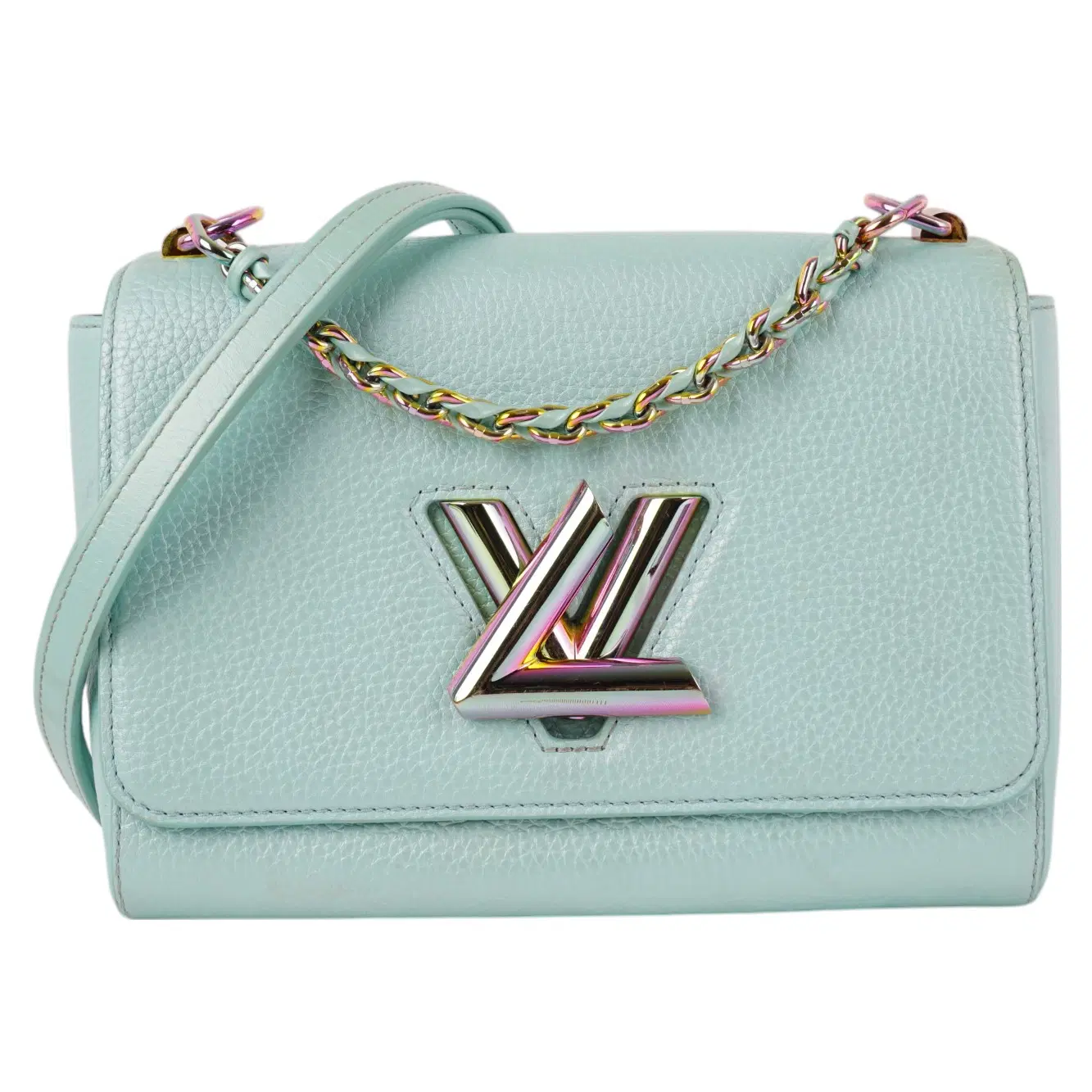 Louis Vuitton Iridescent Grained Calfskin Summer Splash Twist MM Blue