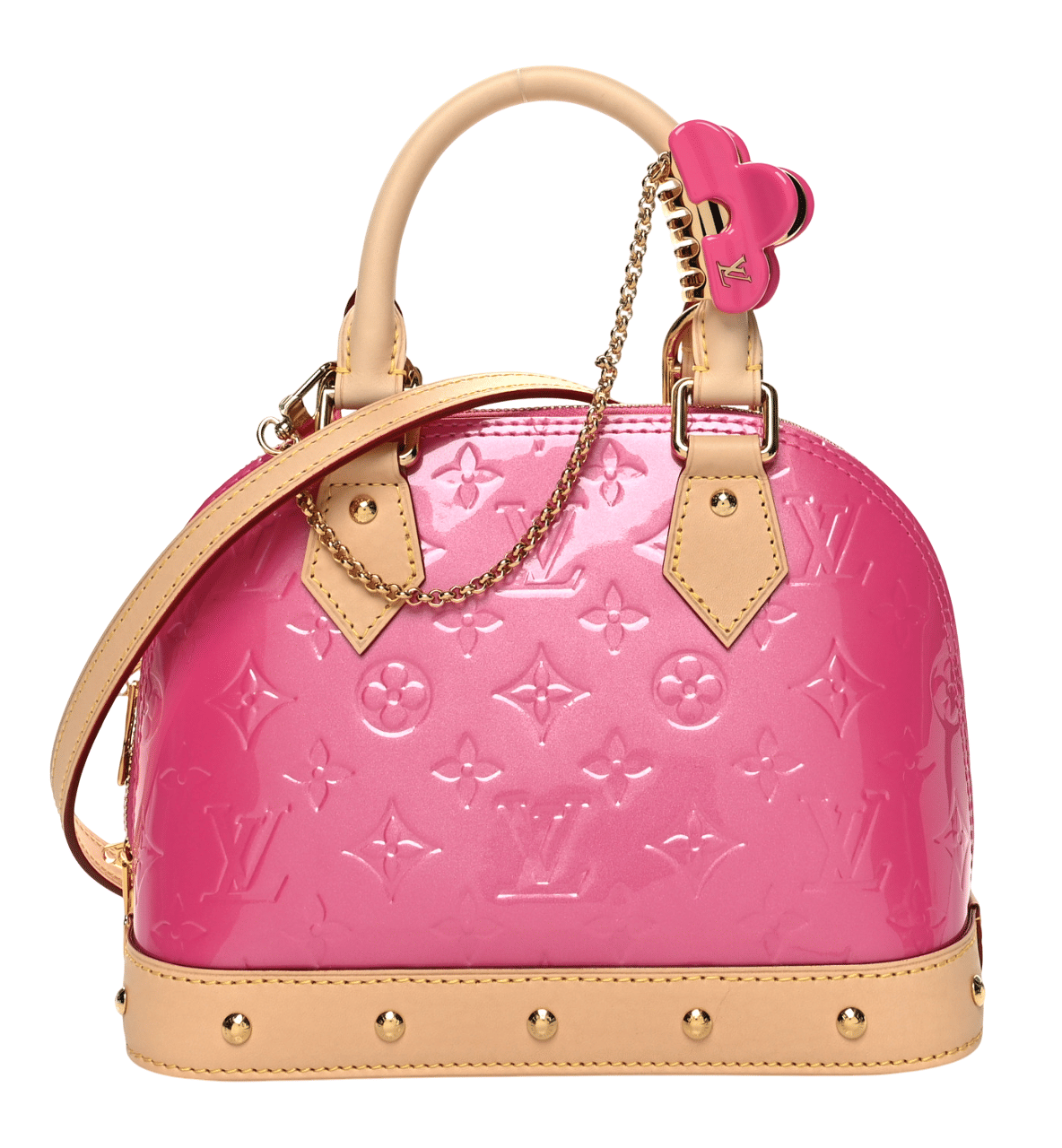Louis Vuitton Alma BB Neon Pink Monogram Vernis Gold Hardware