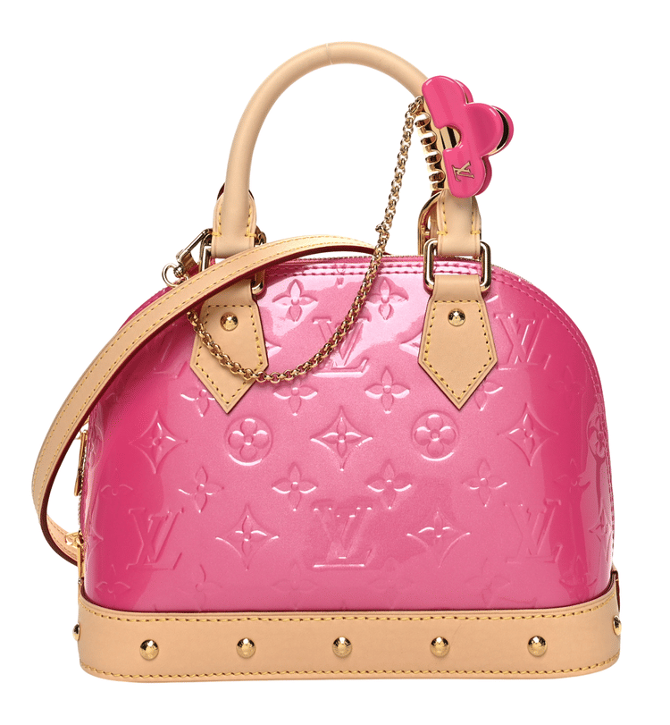 Louis Vuitton Alma BB Neon Pink Monogram Vernis Gold Hardware-Hover-Image