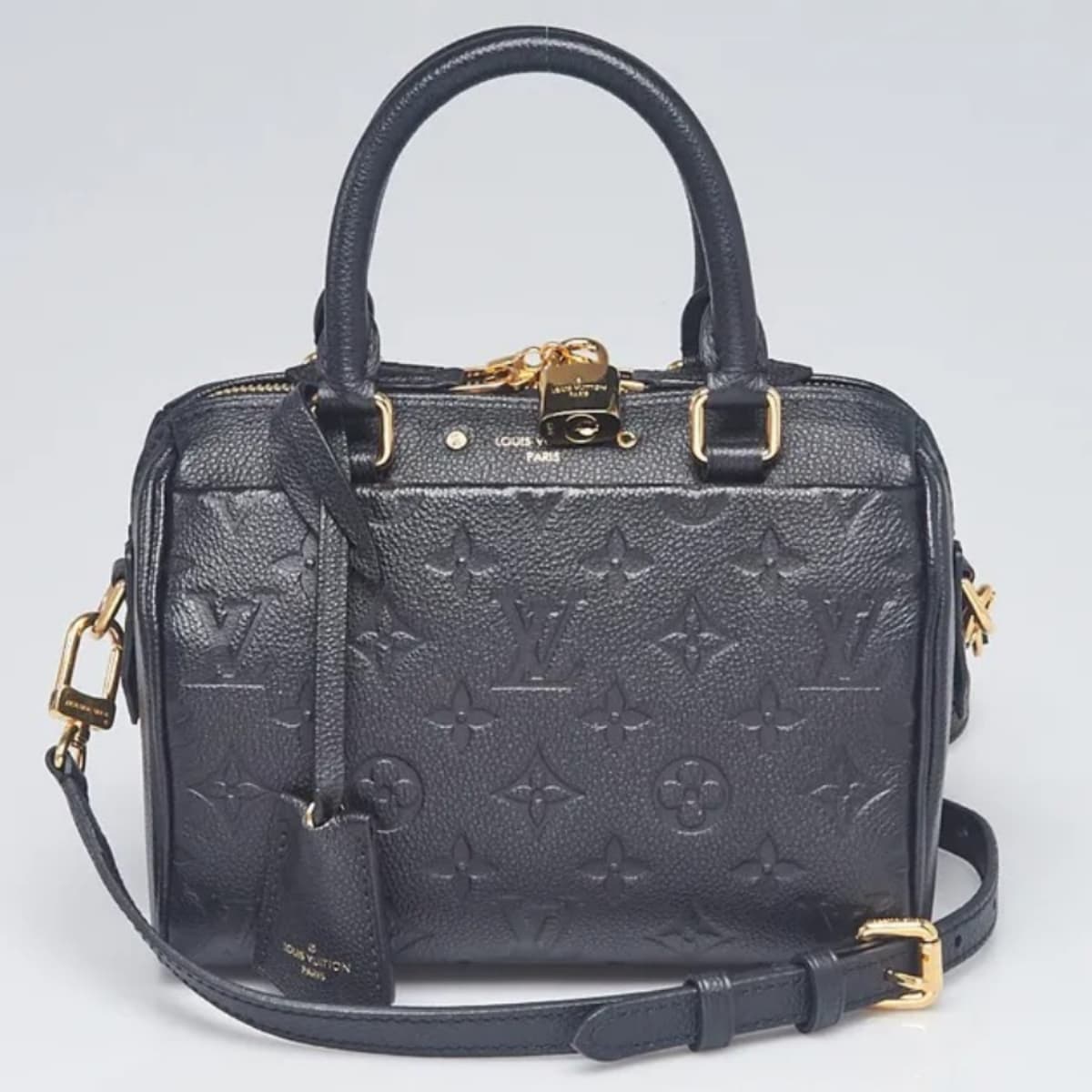 Louis Vuitton Black Monogram Empreinte Leather Speedy 20 Bandouliere Bag