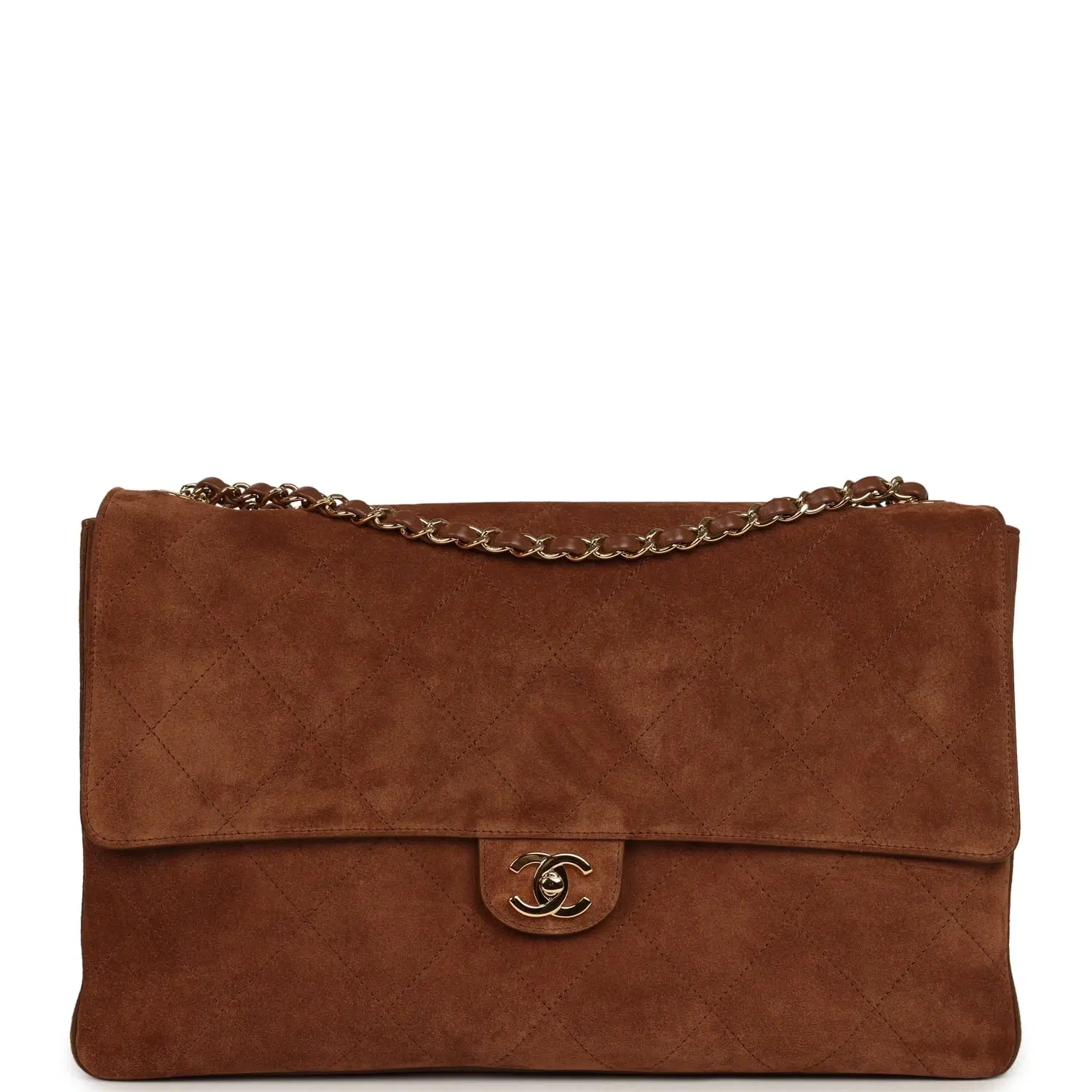 Chanel Maxi "Souplissimo" Large Flap Bag Camel Suede Gold Hardware