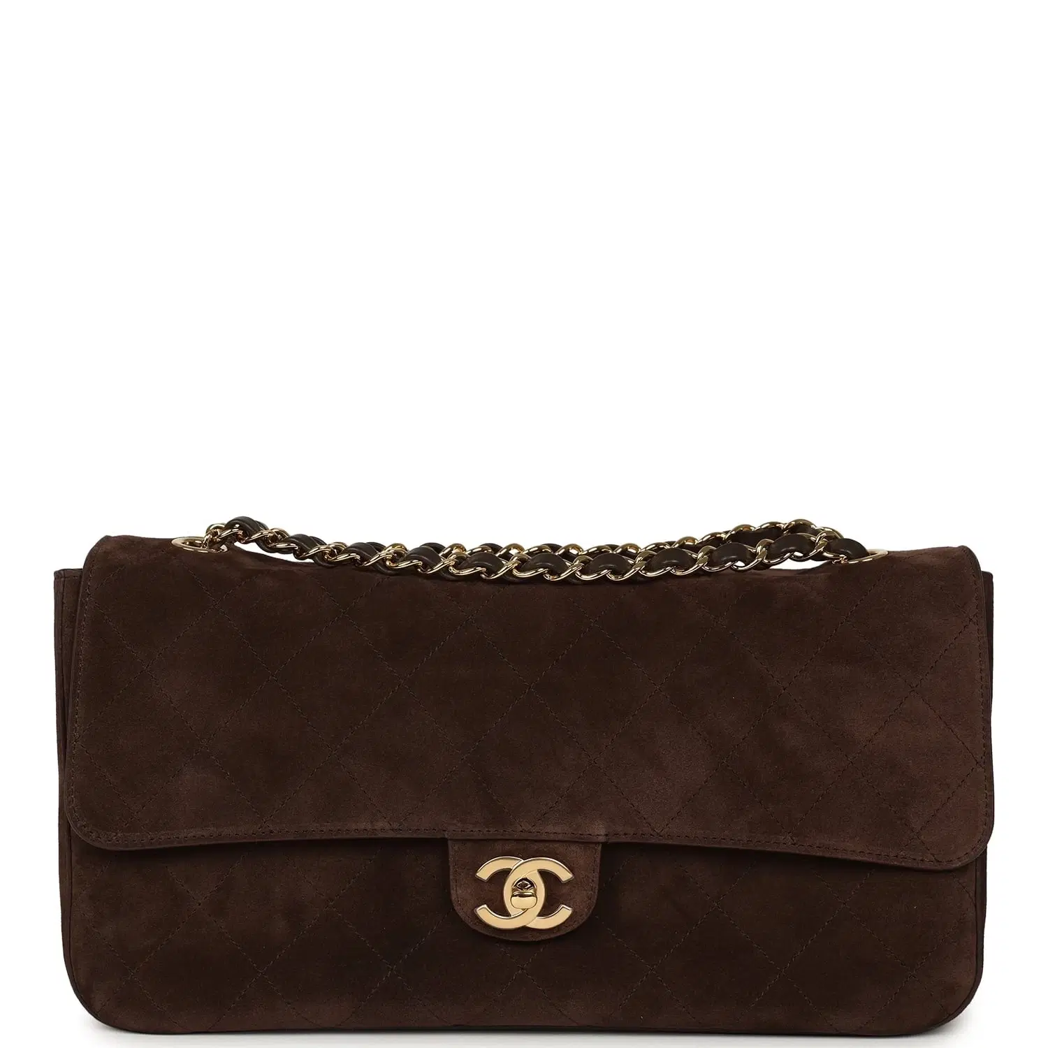 Chanel Maxi "Souplissimo" Small Flap Bag Dark Brown Suede Gold Hardware