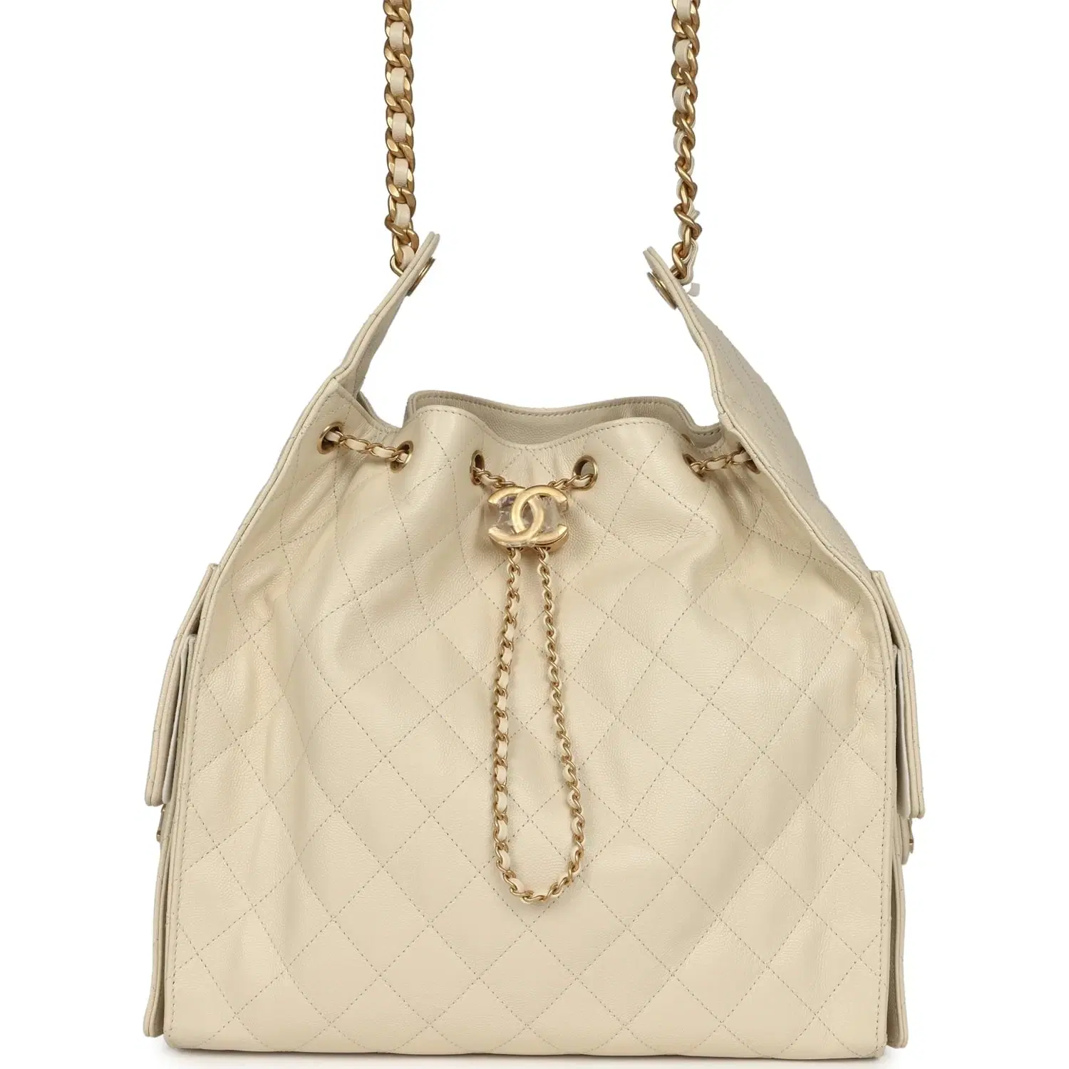 Chanel Medium 25 Hobo Bag Light Beige Caviar Antique Gold Hardware