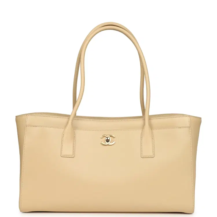 Chanel Small Cerf Shopping Bag Beige Calfskin Gold Hardware-Hover-Image