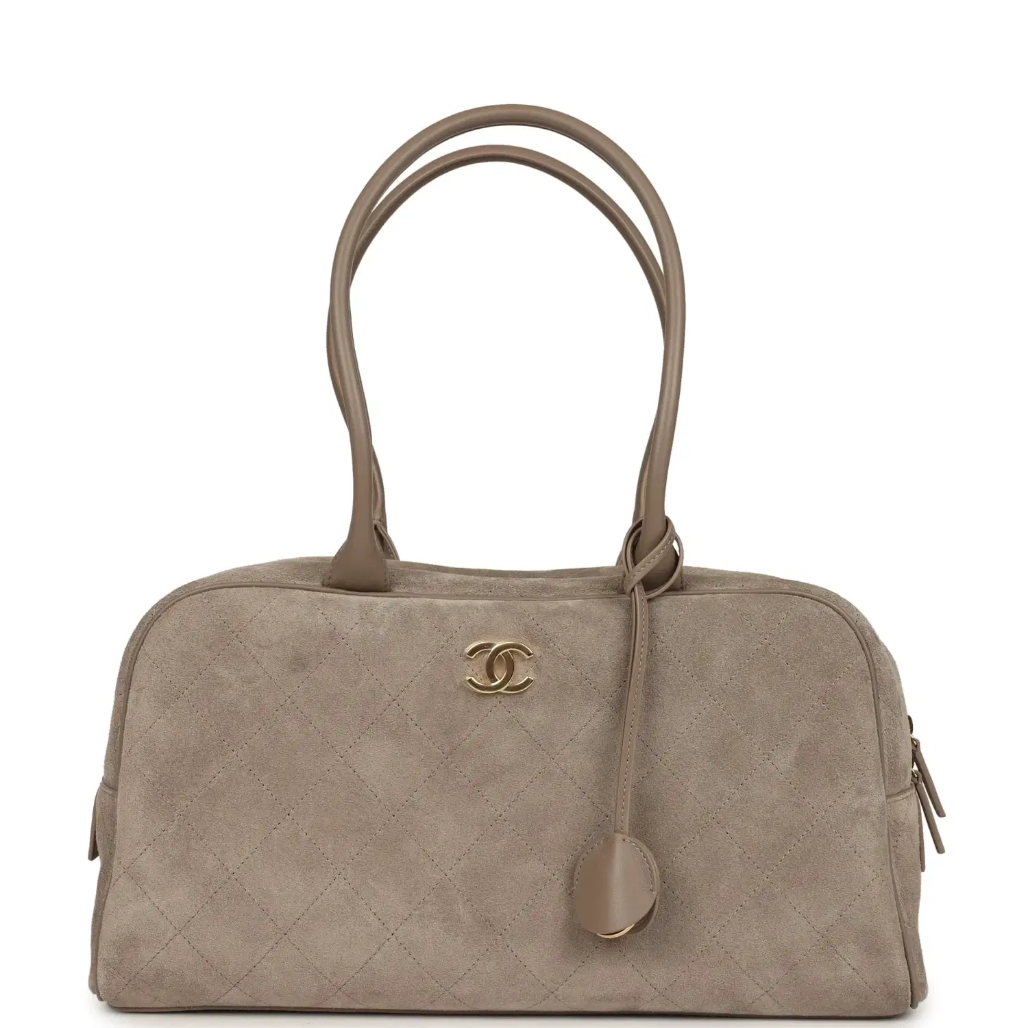 Chanel Large "Perfect Bowling" Bag Dark Beige Suede Gold Hardware