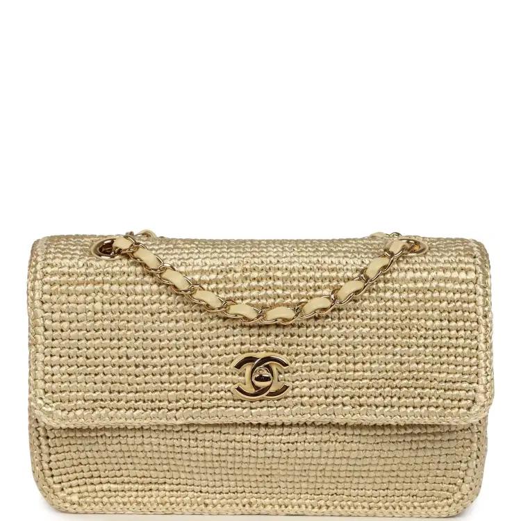 Chanel Small Coco Beach Flap Bag Light Gold Braided Raffia Gold Hardware-Hover-Image