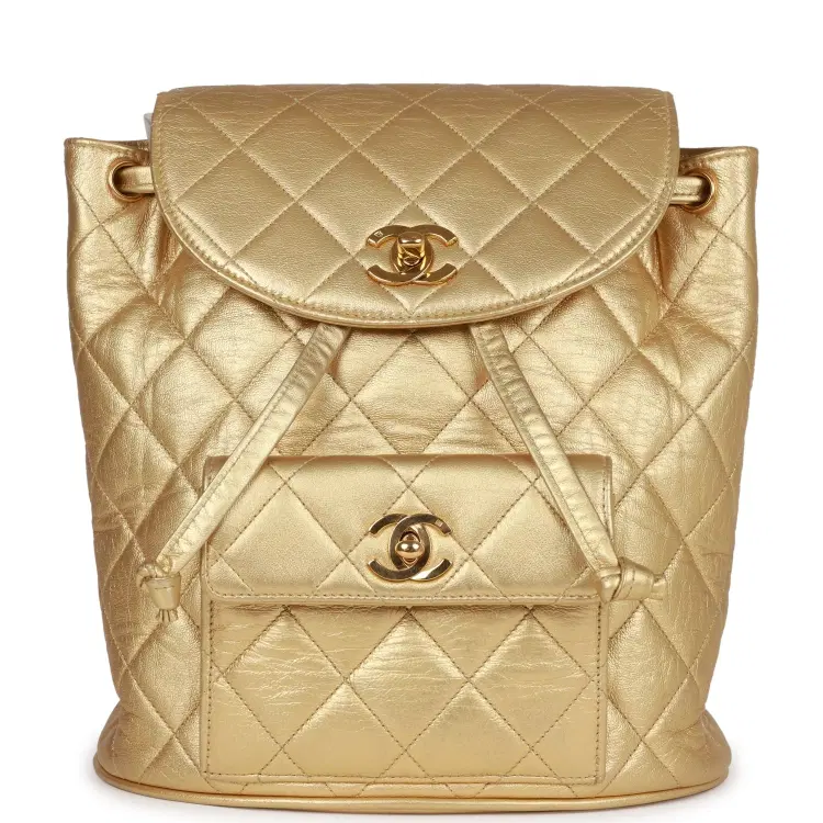Vintage Chanel Duma Backpack Gold Metallic Lambskin Gold Hardware-Hover-Image