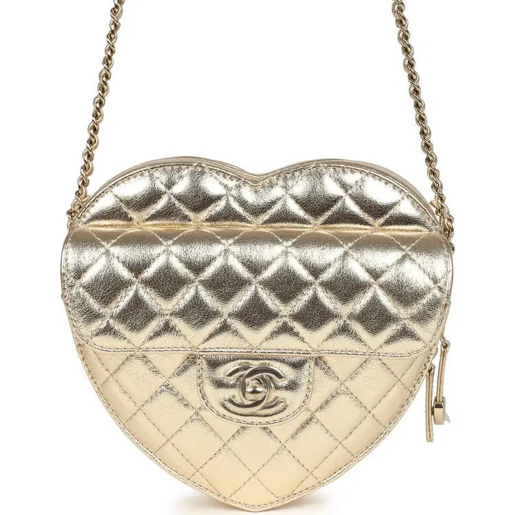 Chanel CC In Love Large Heart Bag with Chain Gold Metallic Lambskin Light Gold Hardware-Hover-Image