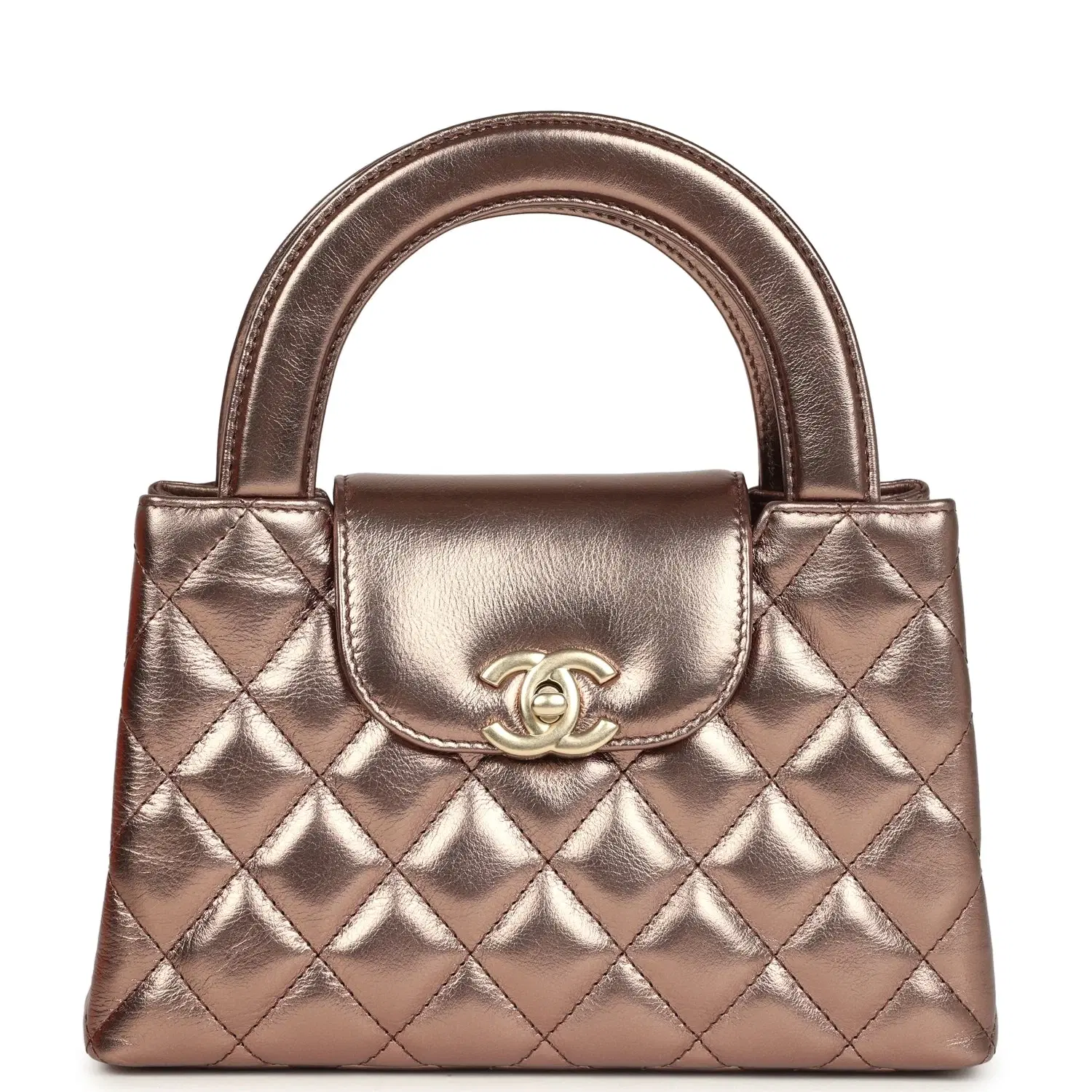 Chanel Small Kelly Shopper Metallic Bronze Calfskin Brushed Gold Hardware