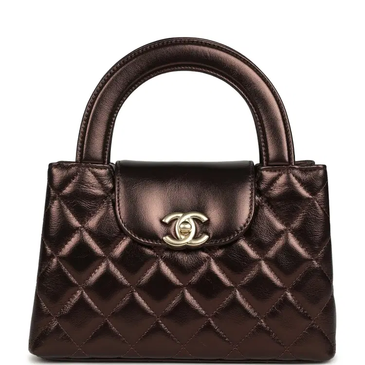 Chanel Small Kelly Shopper Metallic Dark Bronze Calfskin Brushed Light Gold Hardware-Hover-Image