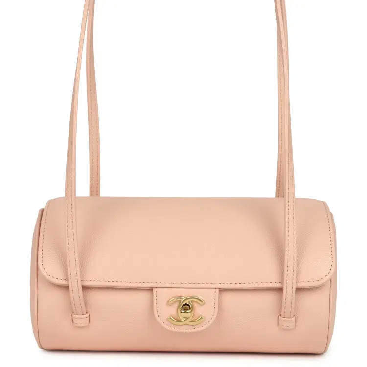 Chanel Preppy Coco Bowling Bag Light Pink Shiny Caviar Brushed Gold Hardware-Hover-Image